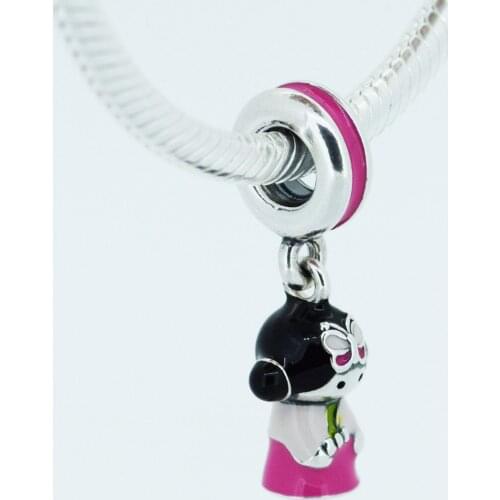 CKK 925 Sterling Silver Jewelry Japanese Doll Dangle with Red Enamel Charms DIY Beads Fits Bracelets For Jewelry Making