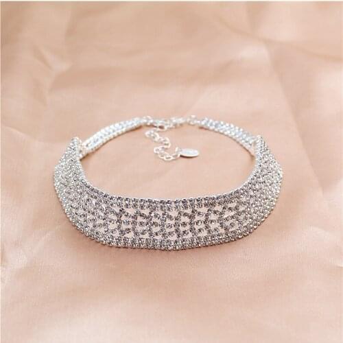 New Luxury Full CZ Crystal Collar Choker Necklace Jewlery for Wedding Engagement Bling Rhinestone Women Bridal Necklace Gift