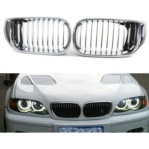 Pair Chrome Silver Front Kidney Grille Grill For BMW 3 Series E46 4 Door 320i Sedan 2002~2005 325i/Xi 330i 330xi