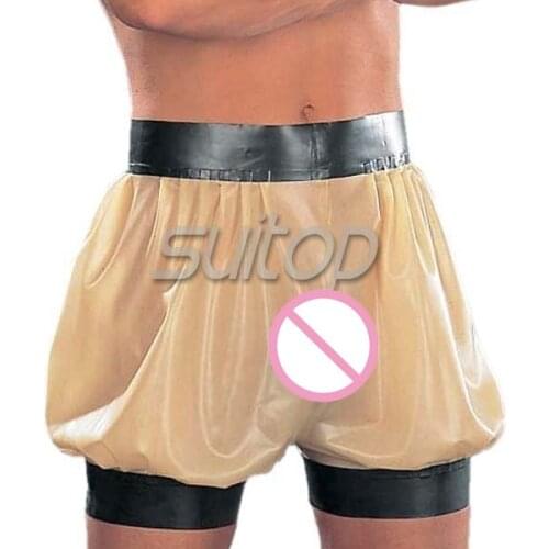 Suitop latex pantalettes transparent rubber shorts no holes