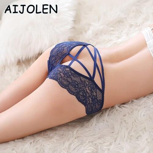 AIJOLEN Lace Bow not Panties Sexy Hot Briefs Mid-waist Seamless Thin Mesh Underwear Cross Belt Hollow Panties Womens Underpants