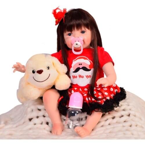 Reborn 22inch Silicone Reborn Dolls Baby Realistic Doll Reborn high quality smiling girl Boneca reborn doll Doll For Girls