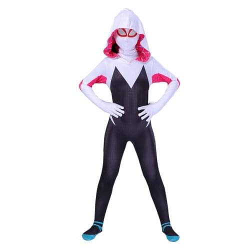 Gwen Spider Stacy Costume Cosplay Anime Kids Gwen Girls Venom Jumpsuits Carnival Halloween Costumes for Kids Zentai Bodysuit