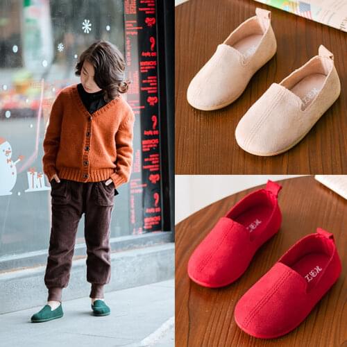 Unisex Kids Shoes For Boys Girls Slip-on Loafers Children Casual Sneakers Solid Color Soft Toddlers Boys Flats Moccasins 4 Color