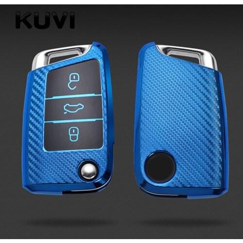 Soft TPU Carbon Style Car Key Case Cover For Volkswagen Golf 7 mk7 Seat Ibiza Leon FR 2 Altea Aztec For Skoda Octavia