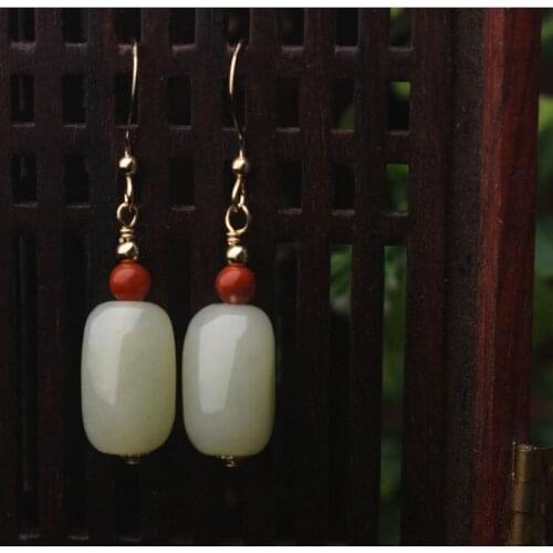 Natural and nephrite earrings long earrings original white jade female ear earrings jibsel earrings accessorie