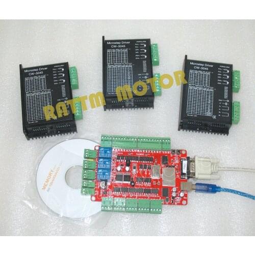 New products! 3 Axis controller kit 3pcs stepper motor driver 20-50V/4.5A/ 256 micsteps with 4Axis USBCNC breakout board