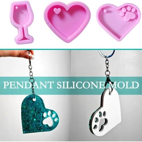 Cat Paw Dog Tag Pendants Silicone Mold Heart MP3 Keychain Hollow Epoxy Resin Molds For DIY UV Jewelry Handmade Craft Making Tool