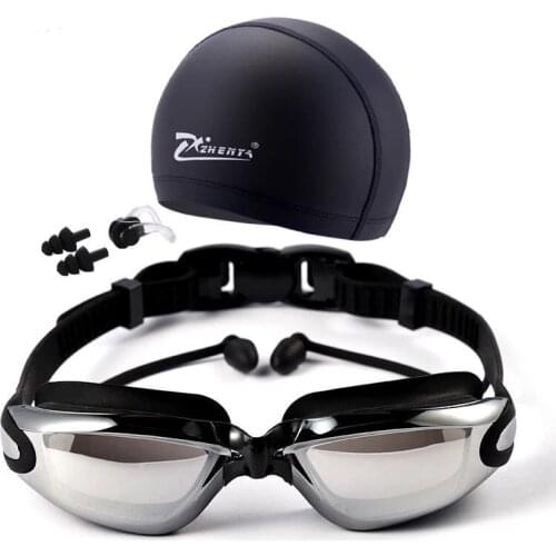 Swim Goggles Prescription Myopia Swimming Glasses Cap Ear Plug Swimsuit Men Women anti-fog Pool Hat Waterproof Swim Eyewear
