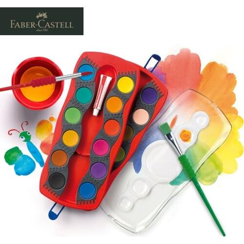 FABER CASTELL 1250 12/21/24 Colors Spliced Solid Watercolor Pigment/Paints With Brush Pen Creative Round Solid Acuarela Pigments