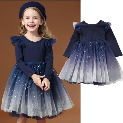 Long Sleeve Girls Dress Children Clothing Princess Party Dresses Sequined Elegant Event Gown 4 10T Autumn Winter Dress for Girls