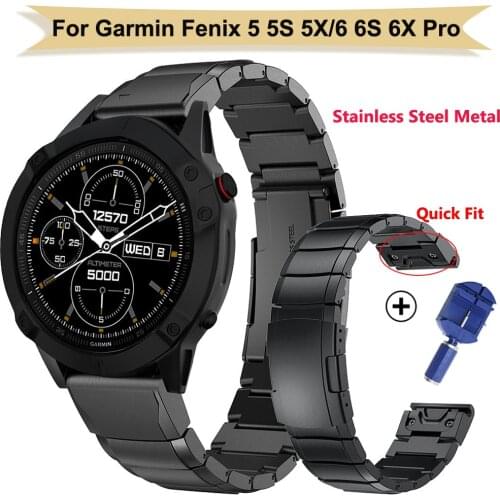 Stainless Steel Band for Garmin Fenix 5 5S/5X Plus/6S 6X Pro/Forerunner 935 Strap 22MM Bracelet Quick Fit Metal Watchband Correa
