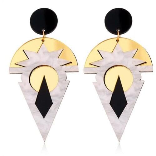 FishSheep Gold Color Geometric Acrylic Dangle Drop Earrings Rock Punk Resin Big Irregular Earrings For Women Jewelry Accessories