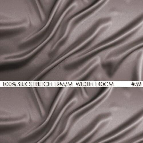 Silk stretch satin 140 cm, width 19momme Silk Stretch Fabrics for Men Shirts Reddish Gray NO 59