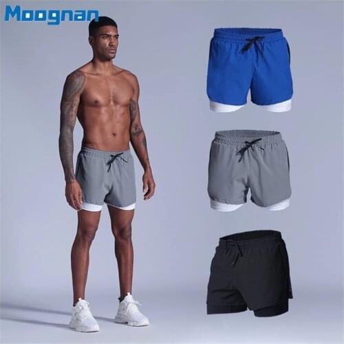 Joggers Shorts Men 2 in 1 sport shorts Gyms Fitness Bodybuilding Workout Quick Dry Shorts Male Summer Running shorts men B38D
