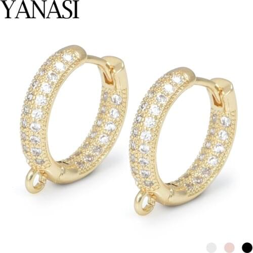 2020 New Trendy Round 16MM Circle Full of Zircon Hoop Earrings For Women Jewelry Handmade Making Gold Plated Accessories