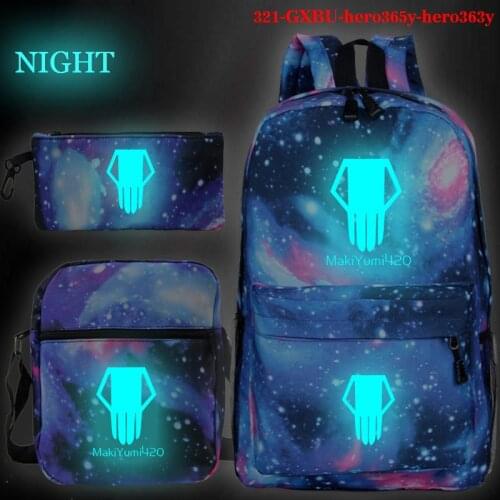 Student Bookbag Boku No Hero Academia Backpack with Pencil Bag Anime Schoolbag Teens Boys Luminous Travel Rucksack Children Bags