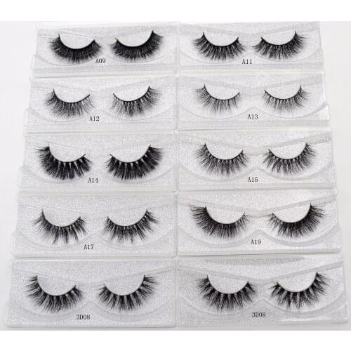 Visofree False eye lashes handmade natural make up False eyelashes glitter packing 1 pair box make up sexy 3D Mink Lashes A14