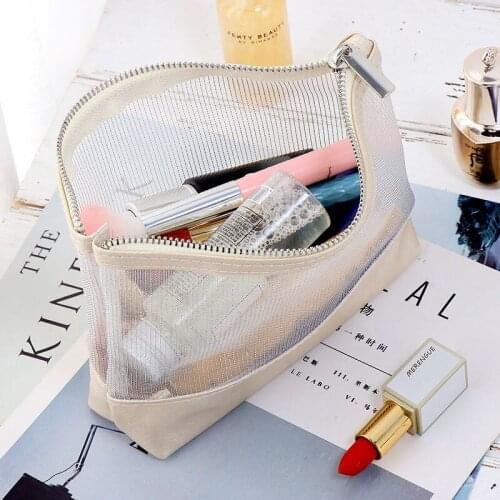 High Quality Mesh Cosmetic Makeup Bag Women Clear Storage Washing Pouch Travel Portable Make Up Organizer Box Lipstick Bags New