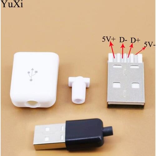 YuXi White /black Micro USB 4Pin Male Plug Connector Welding Data OTG Line Interface DIY Data Cable Accessories