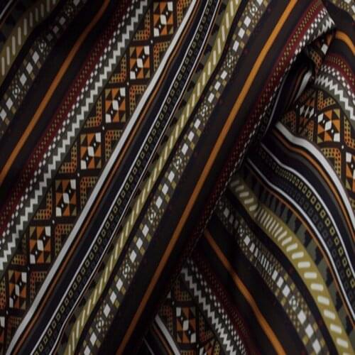 YY DIY Royal Brown Stripe Printed Polyester Lining Fabric 50x140cm