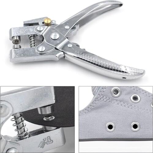 Rivets Eyelet Hole Punch Hand Pliers Belt Holes Punched Punching Plier Hole Pliers Tool with 100pcs Easy Press Eyelets Grommets