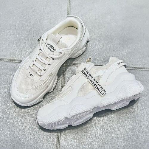 Womens Chunky Sneakers 2020 Fashion Women Platform Shoes Lace Up Breathable Air Vulcanize Shoes Women Female Trainers Dad Shoes