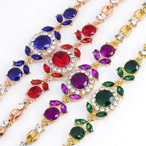 MISANANRYNE Fashion boho Gold Color Bracelet and Bangle for Woman 5 Color crystal Simple Bracelets for Woman 2019 Jewelry