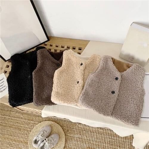 Winter clothes girls faux lamb wool thick warm vest vest children baby warm vest