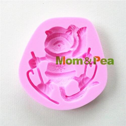 Mom&Pea 0866 Free Shipping Bear Skiing Shaped Silicone Mold Cake Decoration Fondant Cake 3D Mold Food Grade