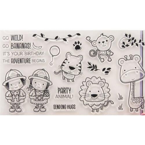 1pc Monkey Tiger Transparent Clear Silicone Stamp Seal Cutting DIY Scrapbooking Rubber Stamping Coloring Diary Decor Reusable