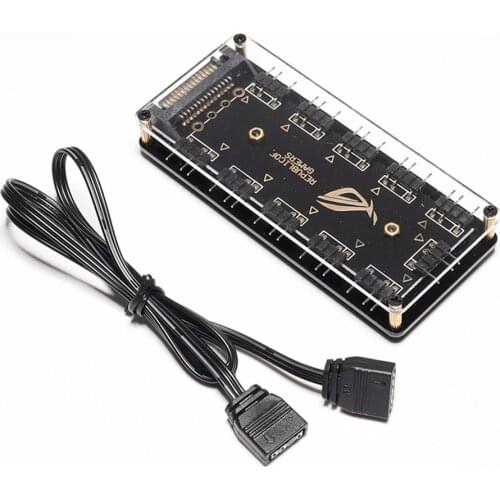 10 Ports RGB Fan HUB PC Desktop SATA Power 5V 3 pin ARGB RGBW Cable Splitter Extension Cable Adapter LED Light PC Fan Cooler