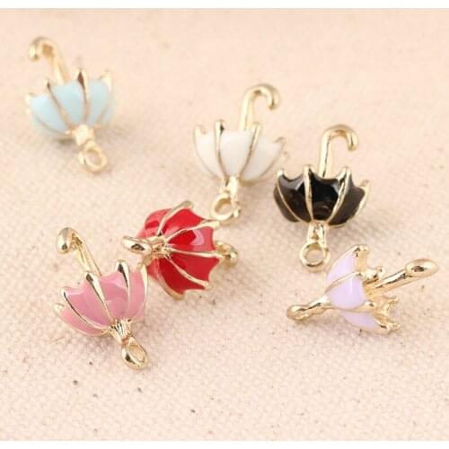 10pcs/lot 11*18mm Cute three-dimensional umbrella Charms Gold dropping Oil Alloy pendant accessories
