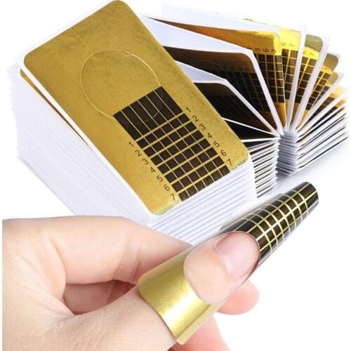 100pcs Professional Acrylic Nail Art Forms Nail Extension UV Gel Polish French Builder Stencils Guide Paper for Manicure