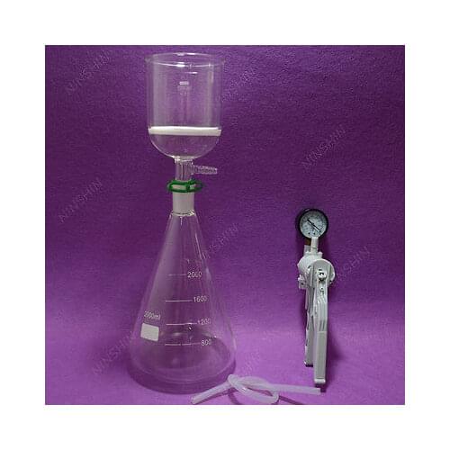 2000ML Filtration Set[Erlenmeyer Flask+Filter Funnel(3#) +Vacuum Pump]