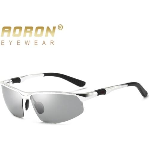2018 AORON Aluminium Alloy Photochromic Polarized Sunglasses Women Mens Discoloration Goggles Male Eyewear Anti Glare Glasses
