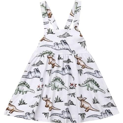 2019 Toddler Baby Girls Dinosaur Dress Summer Infant Kids Clothes Party Suspender Tutu Dress Children Outfit 6M-4T