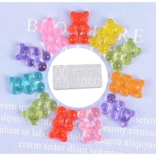 C5AC 5Pc Cute Bear Nail Art Silicone Mini Gummy Bear Mold Candy Bear Resin Art Craft