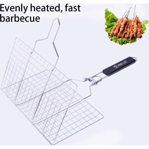 BBQ Grill Barbecue Accessories Tools For Home Park Iron Grilling Basket Portable Stainless Steel BBQ Grill Folding BBQ Grill