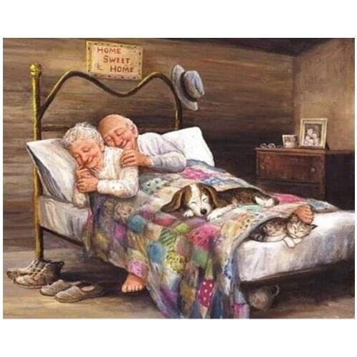 Diamond full diamond embroidery DIY diamond painting cross stitch crystal round Old couple picture of rhinestones