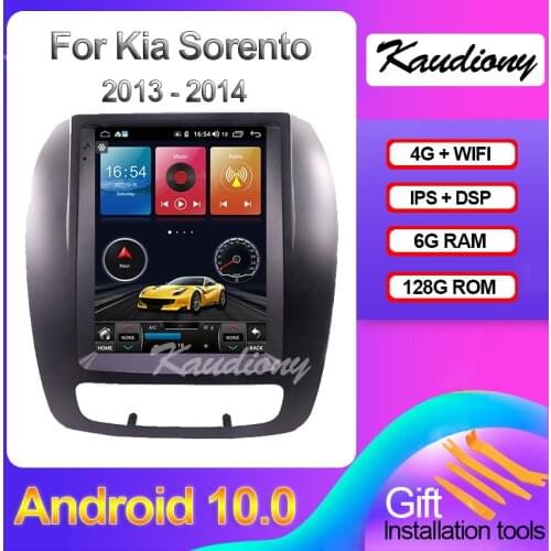 Kaudiony 10.4" Android 10.0 6+128GB Car Radio For Kia Sorento Car DVD Multimedia Player Auto GPS Navigation 4G Stereo 2013-2014