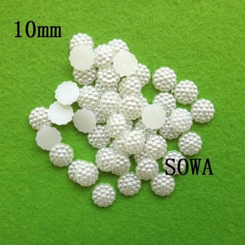 Free Shipping 500Pcs/lot Size 10mm Imitation Pearls Half Round Flatback Flower Buddha Head Beads For DIY Decoration