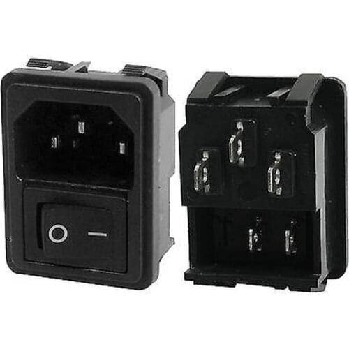 YOCOMYLY 10pcs Panel Mount Rocker Switch IEC320 C14 Plug Power Socket AC 250V 10A Black