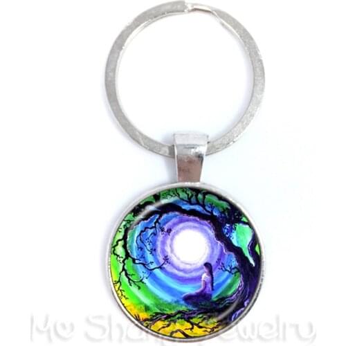 Tree Of Life Key Chain OM Yoga Glass Keyring European And American Jewelry Best Gift For Friends Key Holder