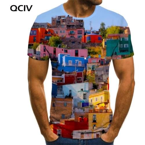 QCIV Brand City T shirt Men House Funny T shirts Colorful Shirt Print Harajuku Anime Clothes Mens Clothing T shirts Casual Tops