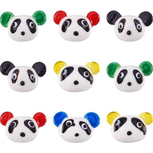 10pcs Handmade Lampwork Cartoon Panda Beads 14.5~16mm DIY Bracelet Necklace Accessories Fashion Jewelry Making Beads Mixed Color