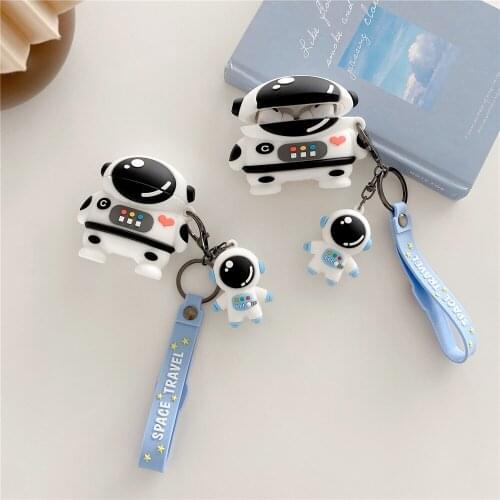 3D Cool Space Man headset Case For airpods pro cases astronauts Soft Silicone wireless Earphone Protective Cover for air pods 2