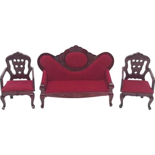 Wooden Dollhouse Miniature Furniture Mini Sofa House Doll Decor Pretend Play