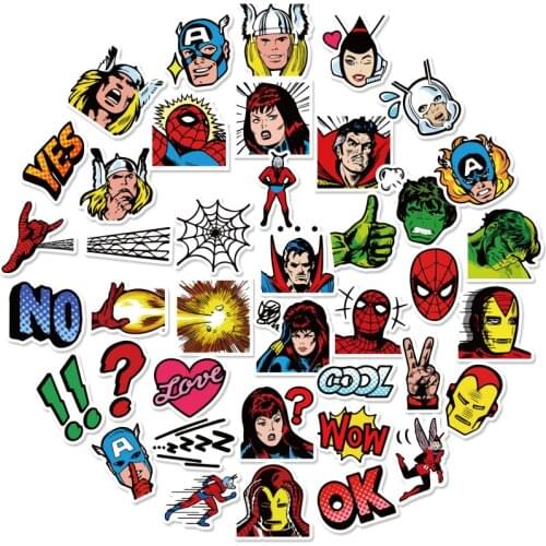 Disney 40pcs cartoon Marvel hero sticker mini sticker mobile phone water cup flat balance car waterproof decorative sticker