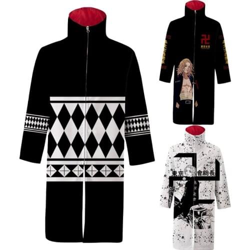 Anime Tokyo Revengers Cosplay Costumes Ken Ryuguji Zipper Cloak Manjiro Sano Long Robes Kimono Coats Mens Women Halloween
